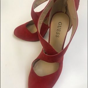 Sexy red suede Guess heels